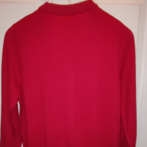 KATE SPADE 3/4 SLEEVE KNIT CARDIGAN SWEATER BEADED NECKLINE CHERRY RED SZ M - Picture 2 of 8